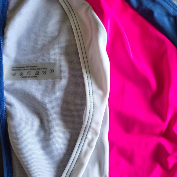 Pink and Blue 1 Shoulder Strap Bikini, Size XL - Picture 5 of 6